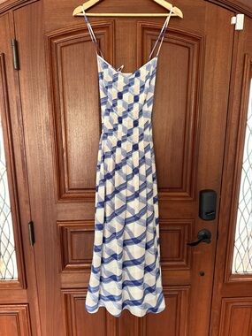 Banana Republic Blue and White Geometric Maxi Dress